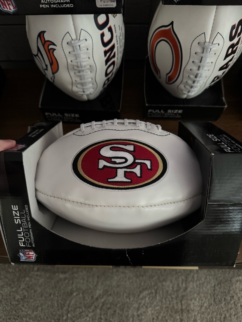 NFL San Francisco 49ers White Football with Red and Gold Logo
